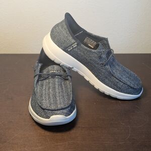 Skechers Hands Free Slip-ins GO WALK Joy Fantasia Navy Women's 7 Wide 124644W